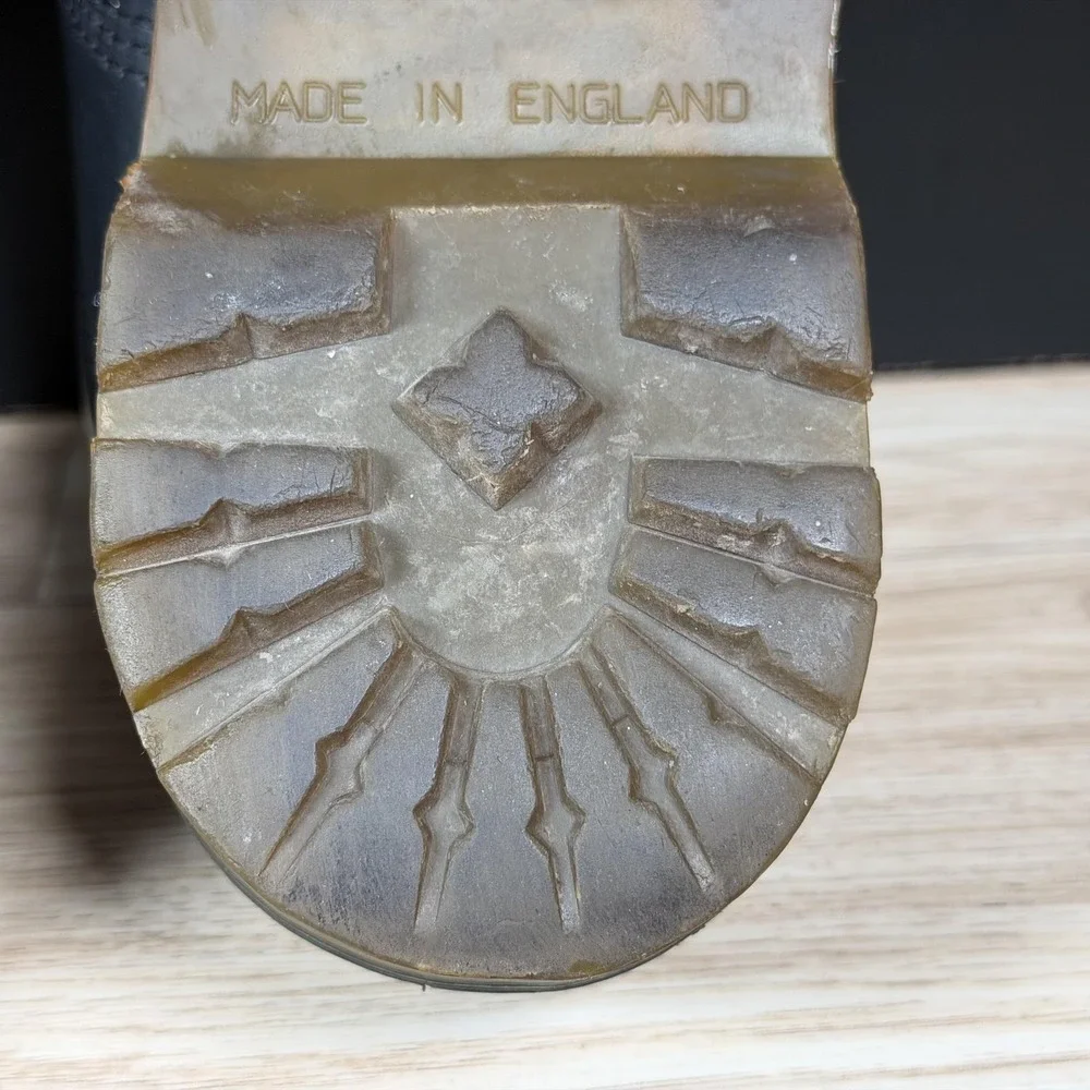 Vintage Dr Martens Shoes Mens 10 Black Leather Derby 8053 Made In England - Picture 9 of 12